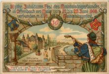 Offenbach - 50 jähr. Jubiläums Fest des Maintalsängerbundes 1908 - Litho