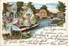 Gruss aus aus dem Spreewald - Burg - Litho