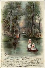Gruss aus dem Spreewald - Strasse in Lehde - Litho