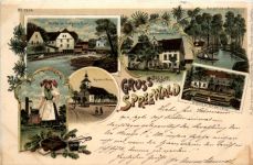 Gruss aus dem Spreewald - Burg - Litho