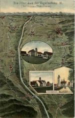 Die Iller aus der vogelschau - Kellmünz-Thannheim - Künstler-AK Eugen Felle