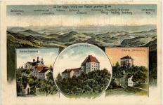 Schloss Wolfstein - Bayr. Wald vom Rachel aus - Künstler-AK Eugen Felle