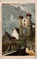 Parsberg - Amtsgericht mit Burg - Künstler-AK Eugen Felle