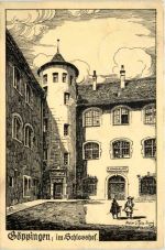 Göppingen im Schlosshof - Künstler-AK Eugen Felle