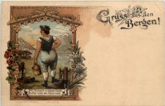 Gruss aus den Bergen - Litho - Künstler-AK Eugen Felle