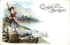 Gruss aus den Bergen - Litho - Künstler-AK Eugen Felle