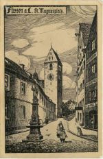 Füssen - St. Magnusplatz - Künstler-AK Eugen Felle