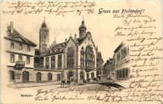 Gruss aus Pfullendorf - Marktplatz - Künstler-AK Eugen Felle