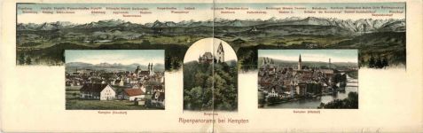 Alpenpanorama bei Kempten - Klappkarte - Künstler-AK Eugen Felle