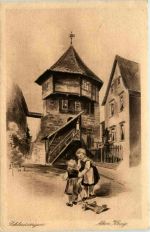 Schleusingen - Alter Krug - Künstler-AK Eugen Felle