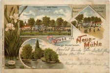 Königs-Wusterhausen Gruss aus Neue-Mühle - Litho