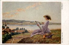 Künstler AK CArl Leop. Voss - Die Malerin