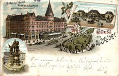 Gruss aus Düsseldorf - Bahnhof Hotel Werner&Schmidt- Litho