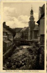 Montjoie-Monschau-Eifel, Partie an der Rur mit Kirche