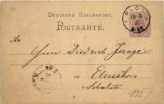 Ganzsache Plön gelaufen 1880