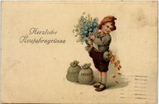 Neujahr - Geld auf Ansichtskarte