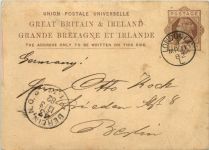 Ganzsache London nach Berlin 1882