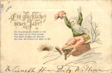 Neujahr - Zwerg Prägekarte
