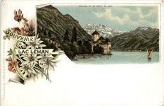 Souvenir du Lac Leman Chillon - Litho