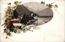 Souvenir du Lac Leman Chillon - Litho Carl Künzli