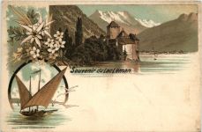 Souvenir du Lac Leman Chillon - Litho