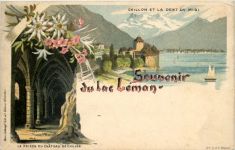 Souvenir du Lac Leman Chillon - Litho