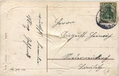 Neujahr - Geld auf Ansichtskarte - Prägekarte