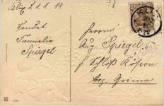 Neujahr - Geld auf Ansichtskarte - Prägekarte