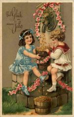 Neujahr - Geld auf Ansichtskarte - Prägekarte