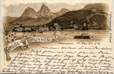 Gruss aus Brunnen - Litho