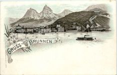 Gruss aus Brunnen - Litho