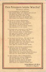 Soldatenlied - Des Kriegers letzte Wache - Feldpost Württ. Ersatz Inf Regt. 51