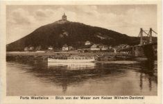 Porta Westfalica, Blick von der Weser zum Kaiser-Wilhelm-Denkmal