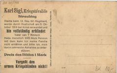 Straubing - Kriegsblinder Sigl mit Familie - Rückseite !!!!