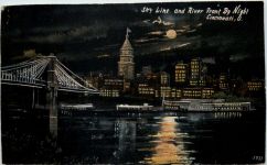 Cincinnati - Sky Lake and River Front by Night