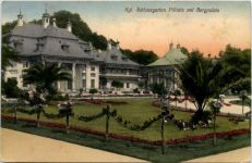 Dresden, -Pillnitz, Partie im kgl. Schlossgarten mit Bergpalais