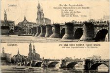 Dresden, die alte Augustusbrücke, die neue Köngi Friedrich-August-Brücke