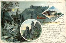 Gruss vom Hexentanzplatz bei Thale - Litho