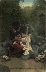 Panama - Native Washerwomen washing in the jungle