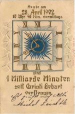 Eine Milliarde Minuten seit Christi Geburt Prägekarte