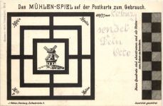 Mühlen Spiel auf der Postkarte