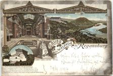 Gruss aus der Walhalla bei Regensburg - Litho