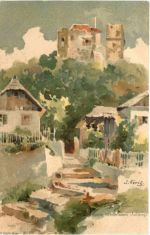 Ruine Greifenstein - Litho - Künstler J. König