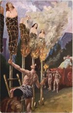 Künstler Ak Otto Peter - Die lebenden Fackeln Neros
