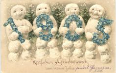 Jahreszahl 1905 - Schneemann Prägekarte