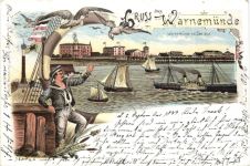 Gruss aus Warnemünde - Litho