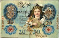 Geld auf Ansichtskarte