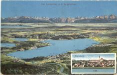 Der Ammersee aus der Vogelschau Diessen - Künstler Ak Eugen Felle