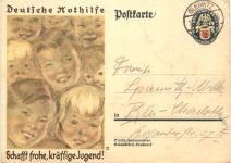 Deutsche Nothilfe - Ganzsache gelaufen in Gleiwitz