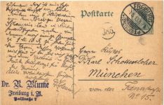 Ganzsache Freiburg 1913